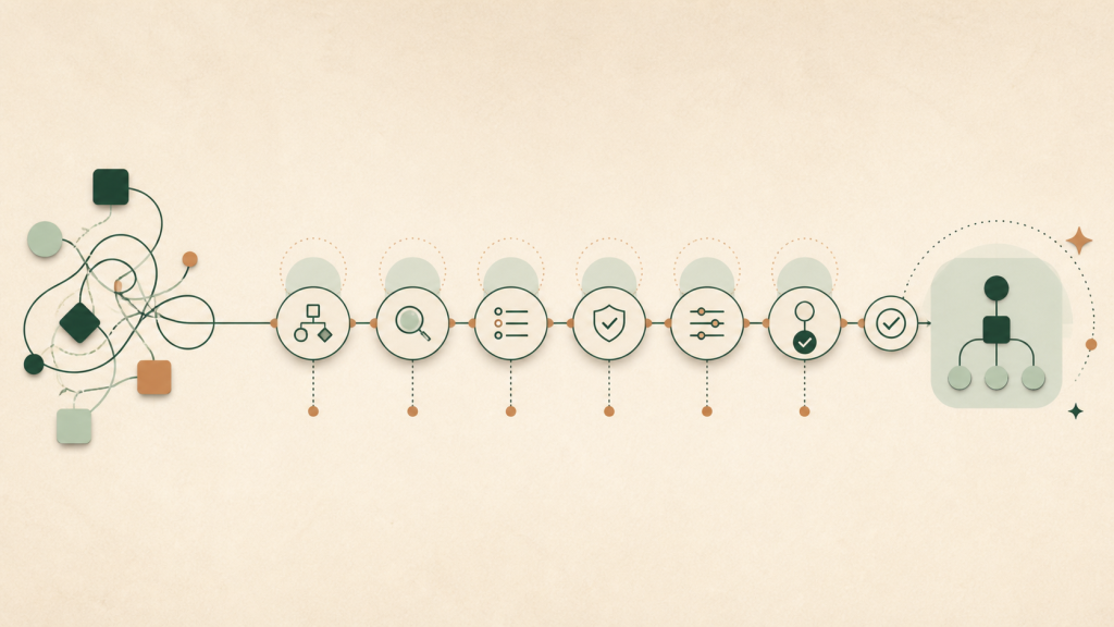 Seven process-readiness checkpoints transform a tangled workflow into a clear automation path